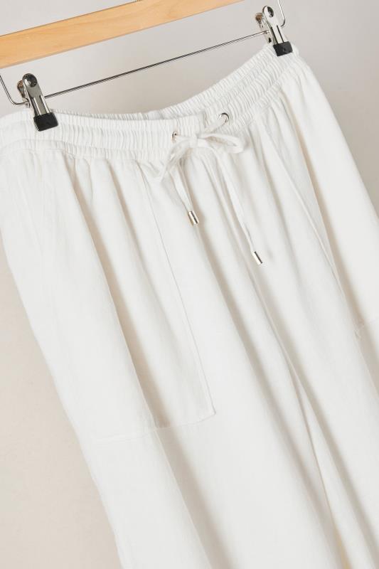 EVANS Plus Size White Linen Wide Leg Trousers | Evans 7