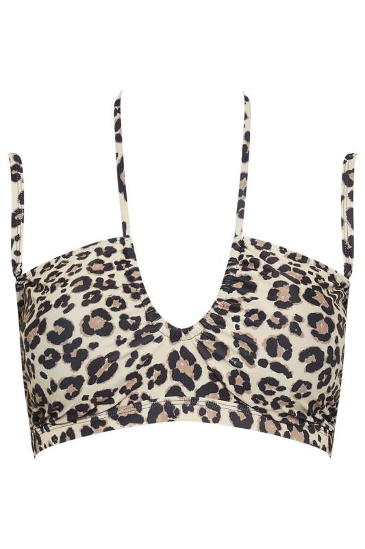 YOURS Plus Size Brown Leopard Print Halter Neck Bikini Top | Yours Clothing 13