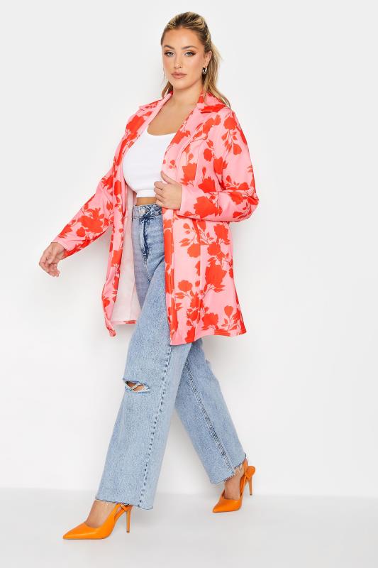 LIMITED COLLECTION Plus Size Pink Floral Contrast Blazer | Yours Clothing 2