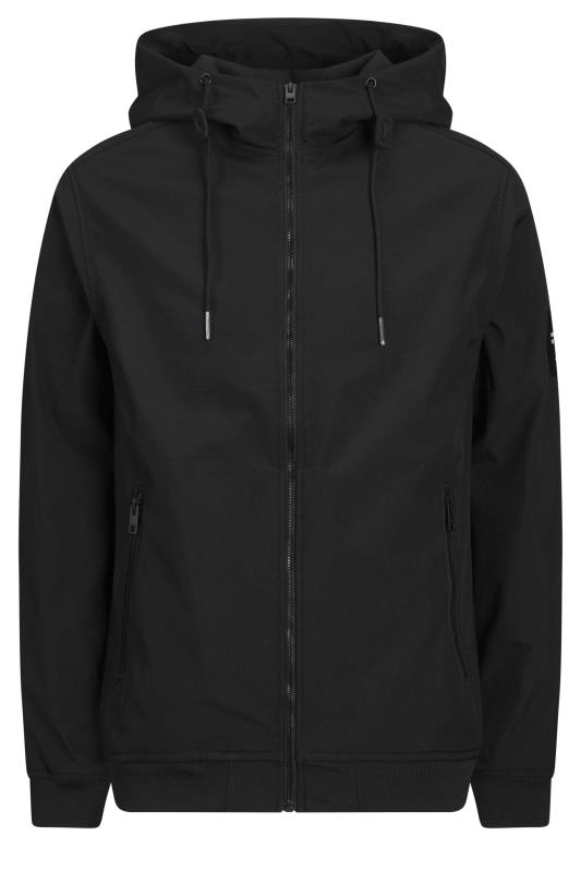 JACK & JONES Big & Tall Black Softshell Hooded Jacket | BadRhino 1