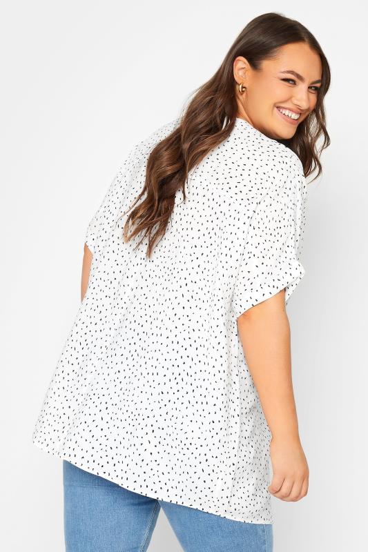 YOURS Plus Size White Spot Print Half Placket Shirt| Yours Clothing  3