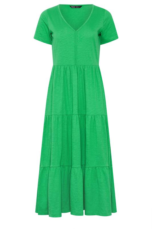 M&Co Petite Green Notch Neck Tiered Cotton Maxi Dress | M&Co 5