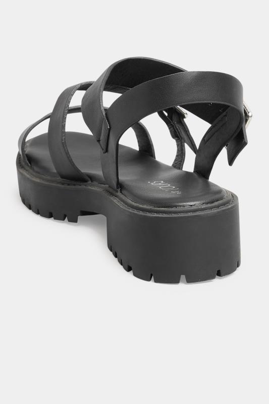 Black Chunky Buckle Sandals in Extra Wide EEE Fit | Yours Clothing 4