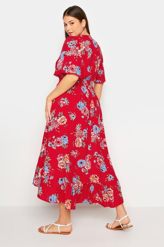 YOURS Plus Size Red Floral Print High Low Midi Dress | Yours Clothing 3