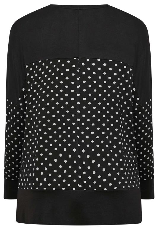 Plus Size Black Spot Print Long Sleeve Top | Yours Clothing 7