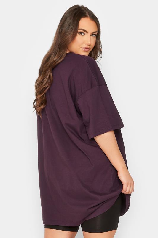 Plus Size Purple 'New York' Slogan Oversized Tunic T-Shirt Dress | Yours Clothing 3