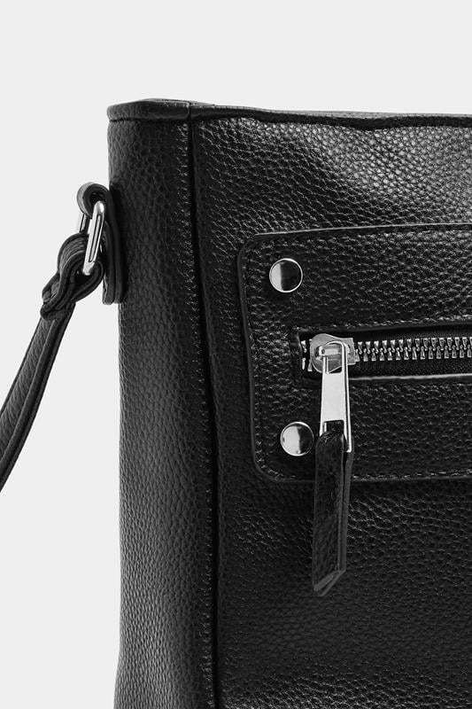 Black Faux Leather Zip Front Cross Body Bag | Yours Clothing 5
