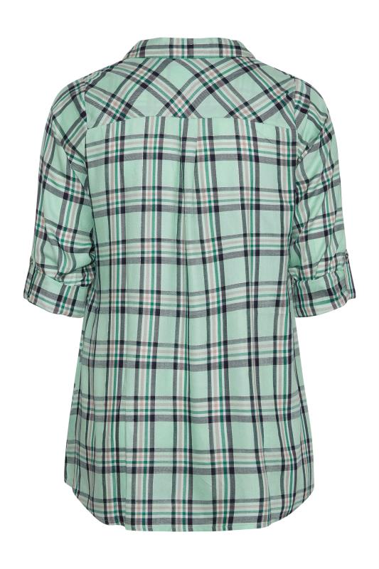 Plus Size Mint Green Overhead Check Shirt | Yours Clothing 7