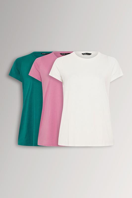  YOURSET Curve 3 PACK Pink & Green Core T-Shirts