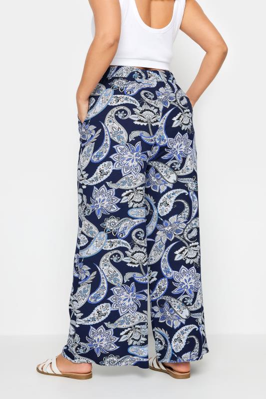 YOURS Plus Size Blue Paisley Print Wide Leg Trouser | Yours Clothing 3