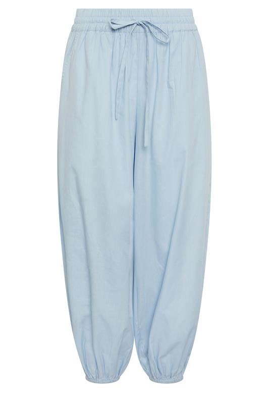 PixieGirl Petite Women's Light Blue Cotton Poplin Barrel Leg Trousers | PixieGirl 5