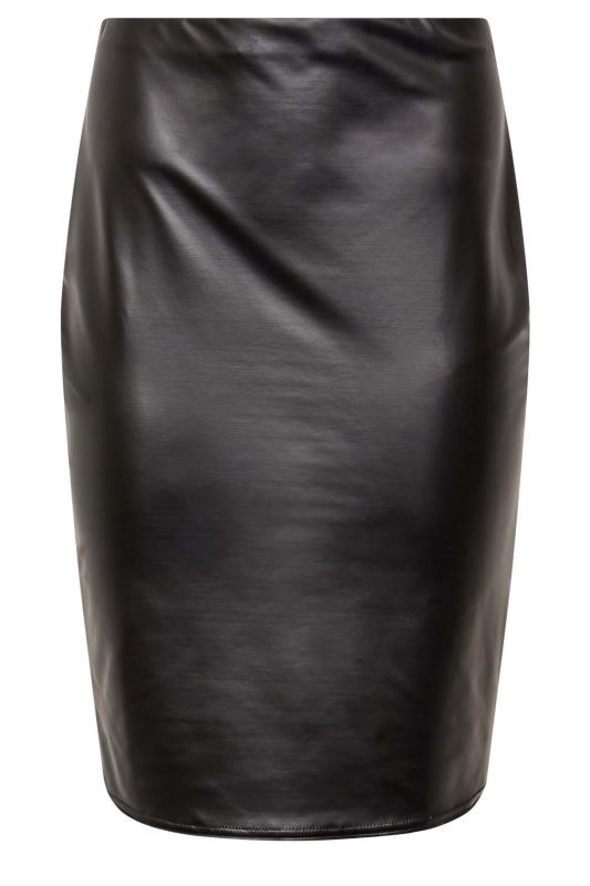 Petite Black Faux Leather Midi Skirt 4