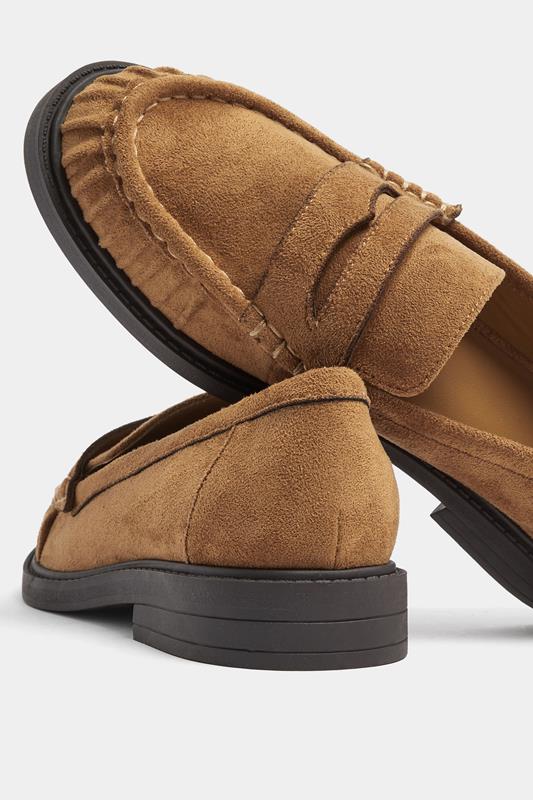 Tan Faux Suede Loafers In Wide EEE Fit | Yours Clothing 4