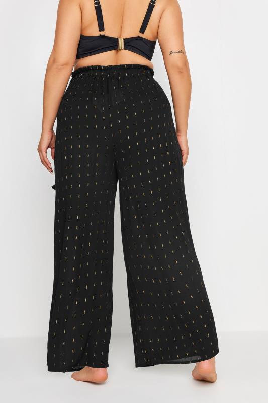 YOURS Plus Size Black Metallic Tassel Beach Trousers | Yours Clothing 3