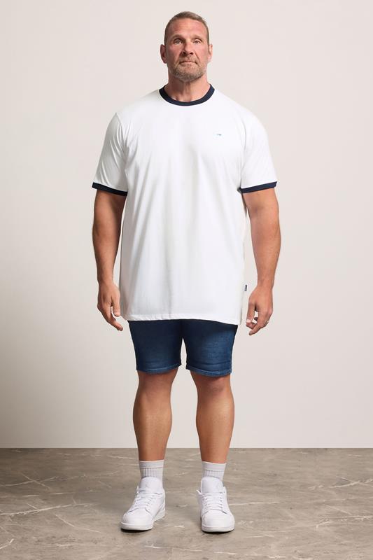 BadRhino Big & Tall White Extra Long Ringer T-Shirt | BadRhino 1