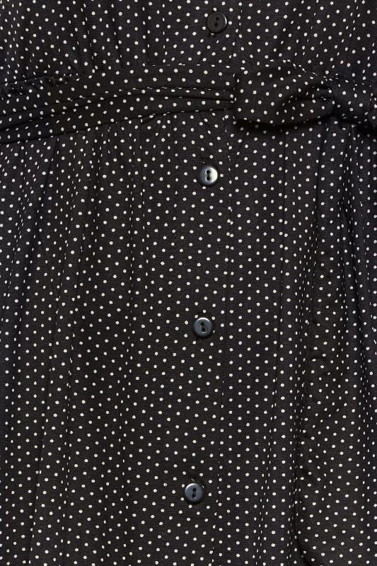 Plus Size Black Polka Dot Print Spilt Hem Midaxi Shirt Dress | Yours Clothing 5