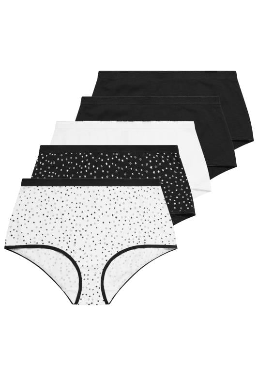 YOURS 5 PACK Plus Size Black & White Star Print High Waisted Shorts | Yours Clothing  5