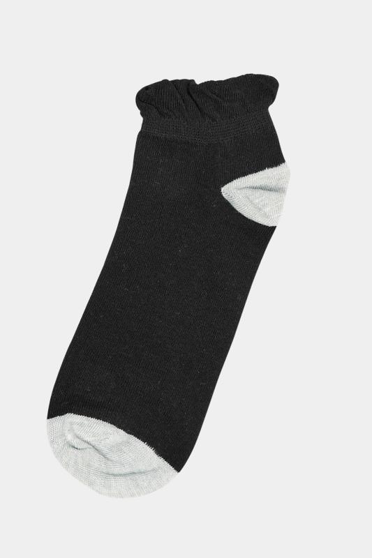 YOURS 4 PACK Plus Size Black Contrast Heel Ankle Socks | Yours Clothing  8