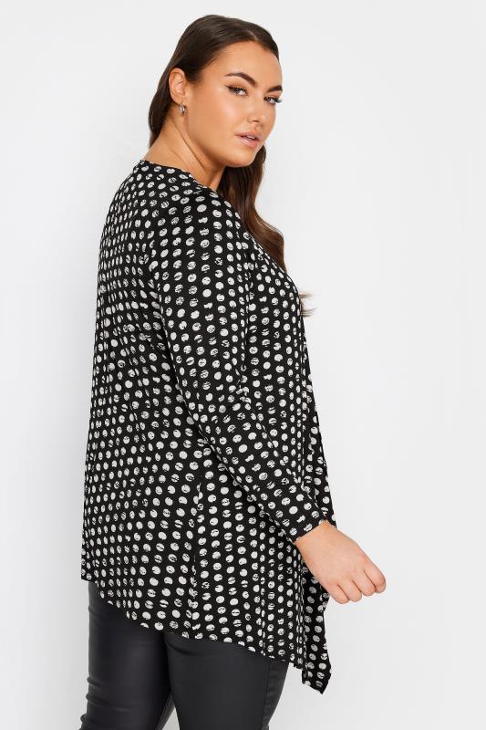 YOURS Plus Size Black Dot Printed Cardgian | Yours Clothing 3