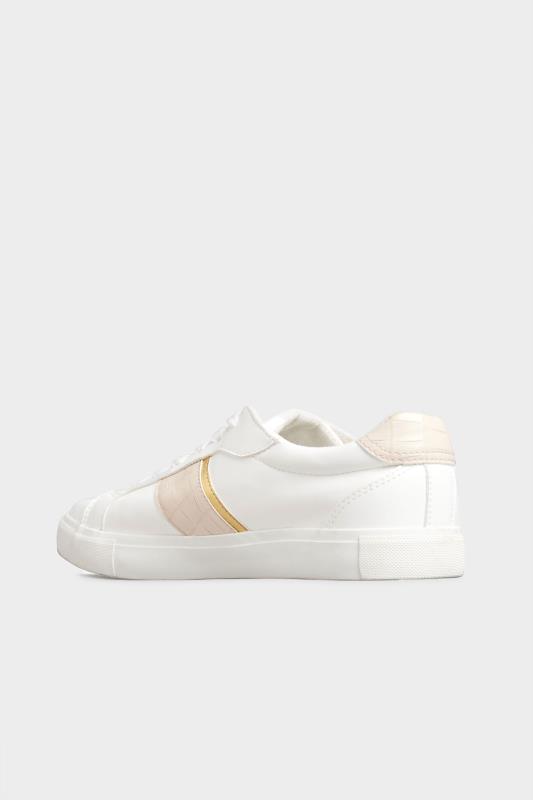 LTS White & Nude Snake Stripe Trainers In Standard D Fit 4