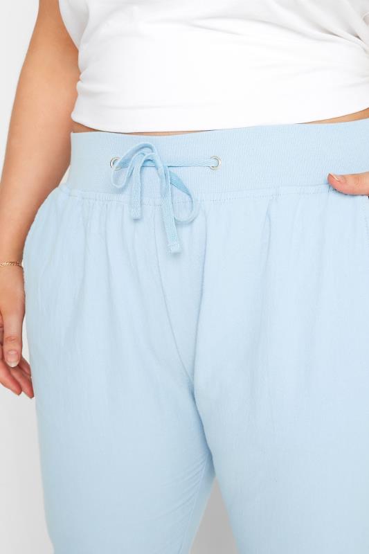 Plus Size Light Blue Cool Cotton Cropped Joggers | Yours Clothing 3