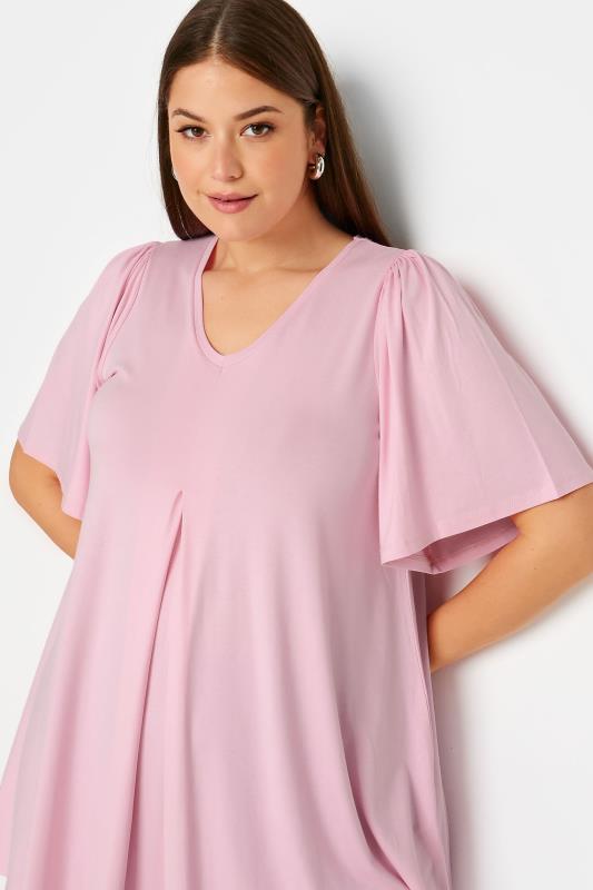 Plus Size Light Pink Pleat Angel Sleeve Swing Top | Yours Clothing 4