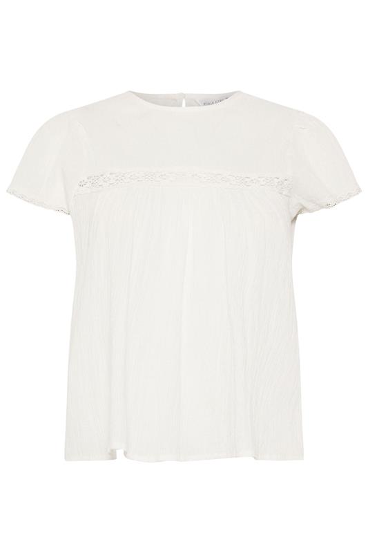 PixieGirl Petite Women's White Crochet Crinkle Top | PixieGirl 7