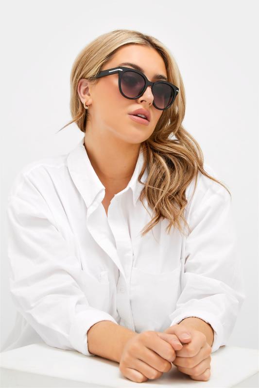 Plus Size Black Oversized Silver Detail Sunglasses | Yours Clothing 1