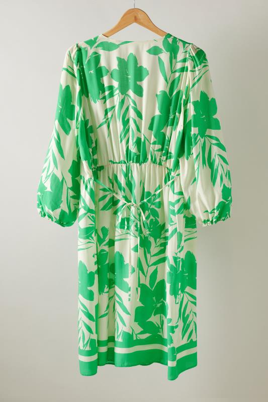 EVANS Plus Size Green & White Floral Print Midi Dress | Evans 6