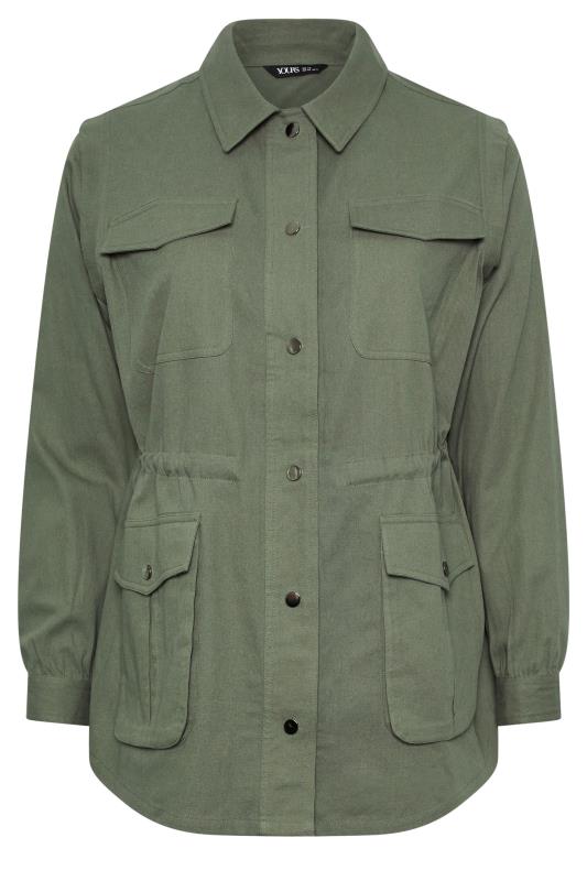 YOURS Plus Size Green Cotton Twill Utility Jacket | Yours Clothing 5