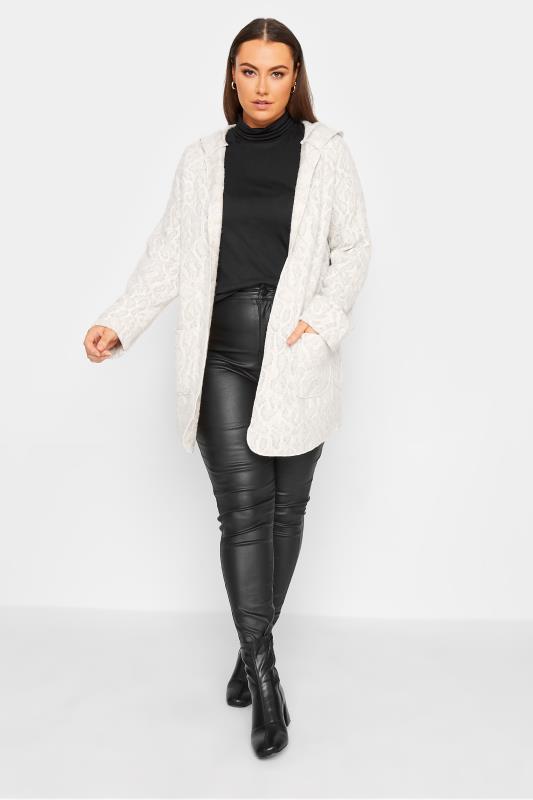 YOURS LUXURY Plus Size White Animal Print Hooded Faux Fur Jacket | Yours Clothing  2