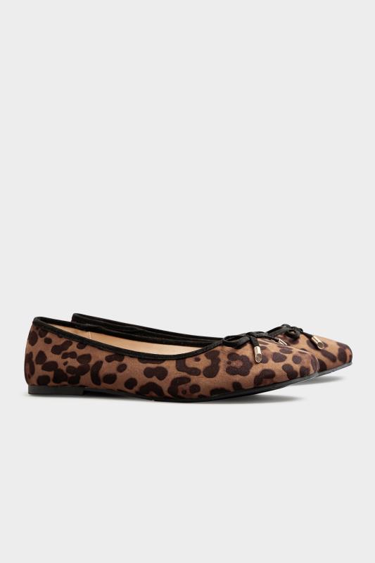 Brown Leopard Print Ballet Pumps In Extra Wide Fit 2
