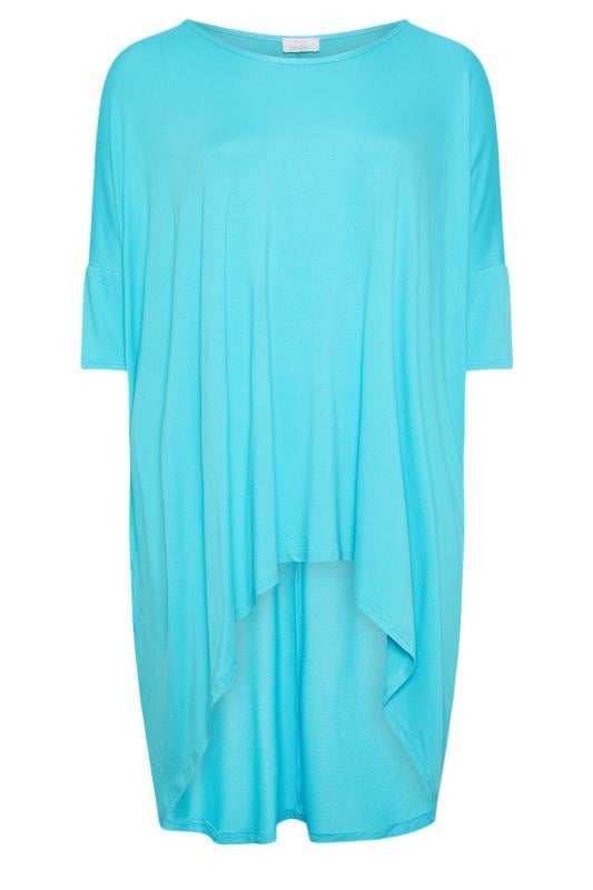 YOURS LONDON Plus Size Blue Dipped Hem Longline Tunic | Yours Clothing 5