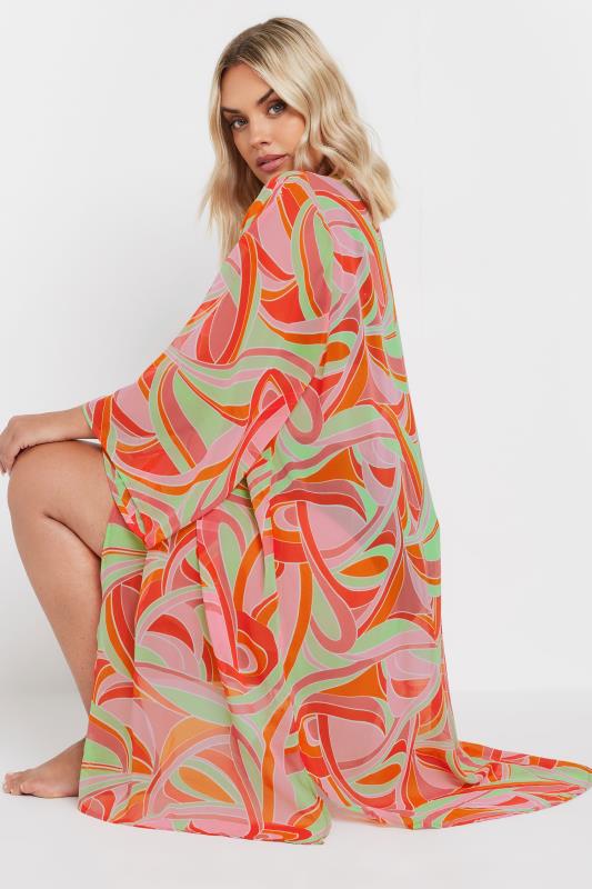 YOURS Plus Size Orange Abstract Print Beach Shirt | Yours Clothing 4