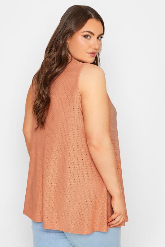 YOURS Plus Size Orange Pointelle Vest Top | Yours Clothing 3
