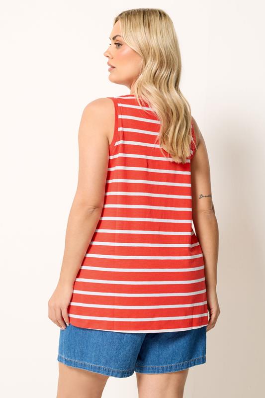 YOURS Plus Size Orange Stripe Vest Top | Yours Clothing 2