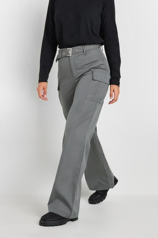 LTS Tall Women's Grey Belted Wide Leg Cargo Trousers | Long Tall Sally 2