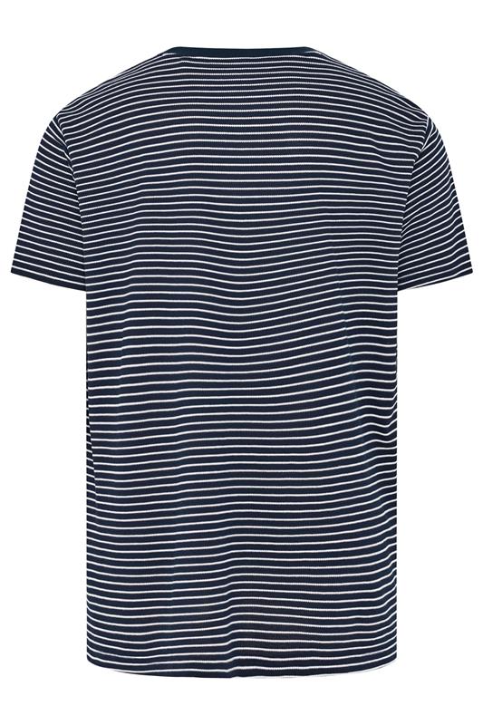 BadRhino Big & Tall Navy Blue Extra Long Stripe Pique T-Shirt | BadRhino 6
