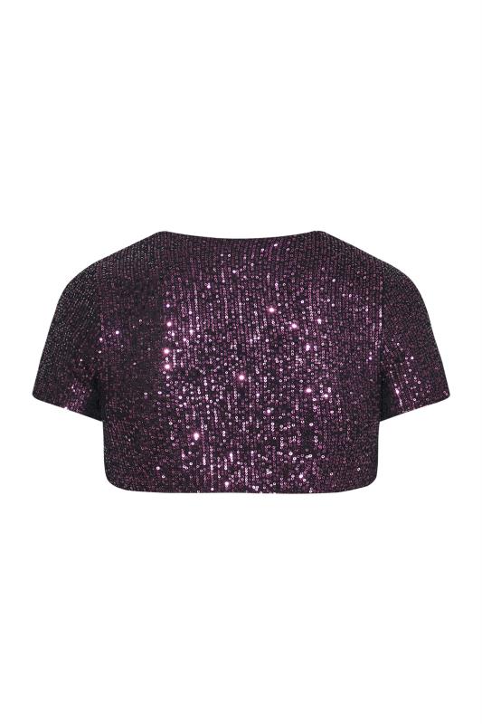 Plus Size YOURS LONDON Purple Sequin Embellished Shrug Cardigan | Yours Clothing 7