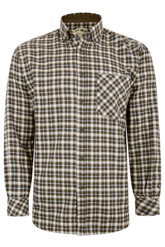 Plus Size  KAM Brown Flannel Check Shirt