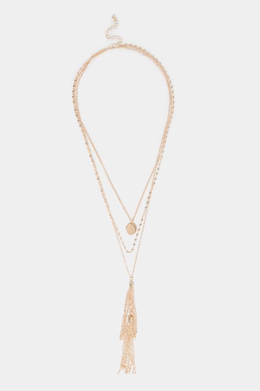 3 PACK Gold Tassel Chain Necklace Set | Yours Clothing 2