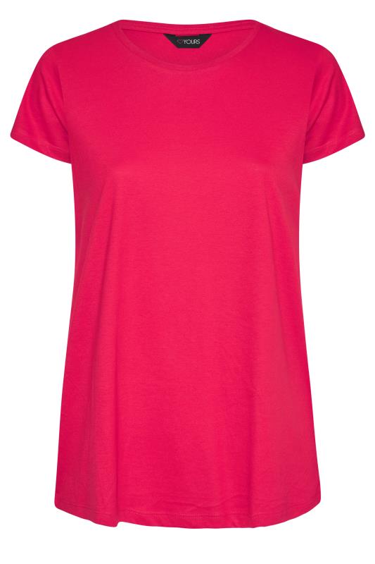 Curve Hot Pink Short Sleeve Basic T-Shirt 5