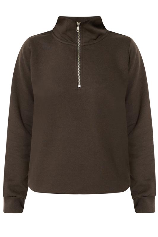 M&Co Petite Chocolate Brown Half Zip Sweatshirt | M&Co 5