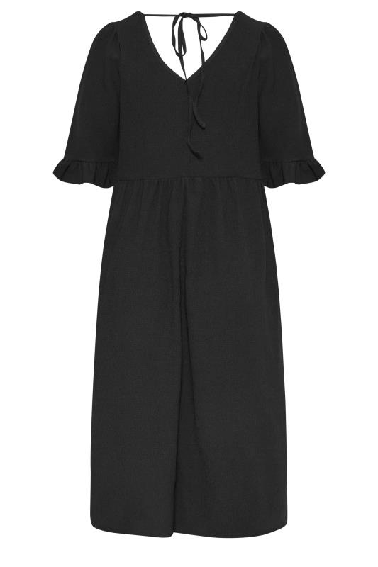 YOURS Plus Size Black Textured Smock Midi Dress | Yours Clothing 8