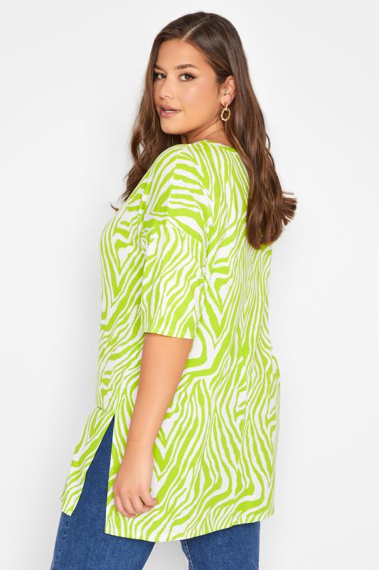 Curve Lime Green Zebra Print Oversized T-Shirt 3