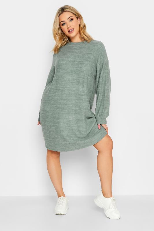 Plus Size Sage Green Soft Touch Midi Dress | Yours Clothing 2