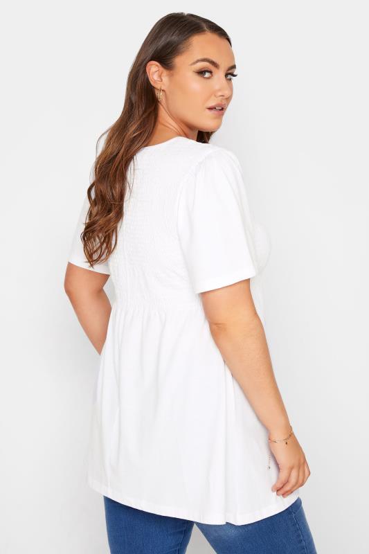 LIMITED COLLECTION Curve White Shirred Peplum Top 3