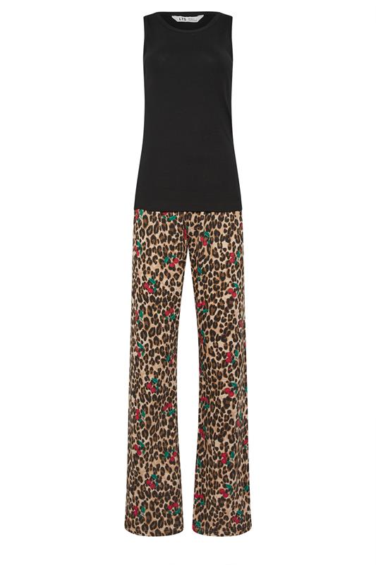 LTS Tall Women's Black Cherry & Leopard Cotton Pyjama Set | Long Tall Sally 5