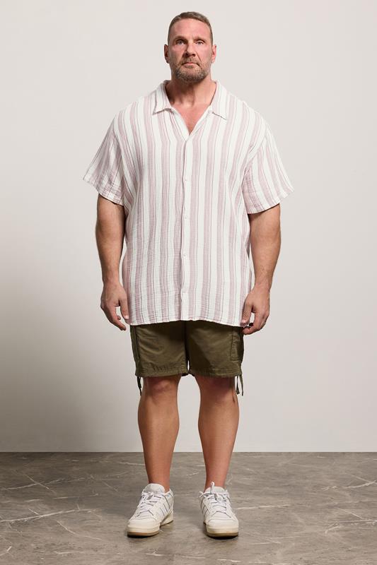 JACK & JONES Big & Tall Cabernet Red Striped Shirt | BadRhino 1