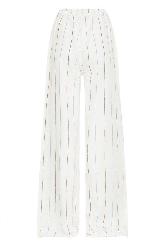 LTS Tall White Striped Wide Leg Trousers 5